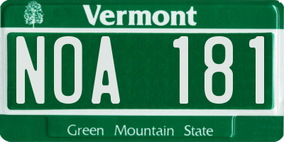 VT license plate NOA181