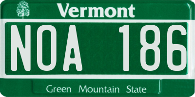 VT license plate NOA186