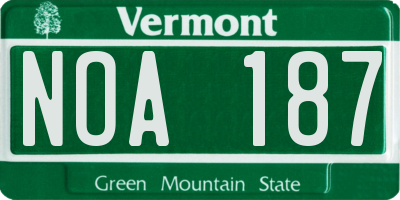 VT license plate NOA187