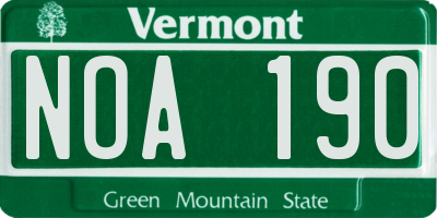 VT license plate NOA190