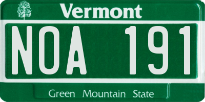 VT license plate NOA191