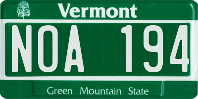 VT license plate NOA194