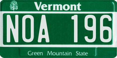 VT license plate NOA196