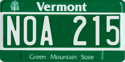 VT license plate NOA215