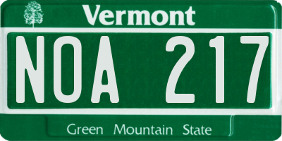 VT license plate NOA217