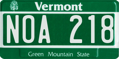 VT license plate NOA218