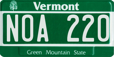 VT license plate NOA220
