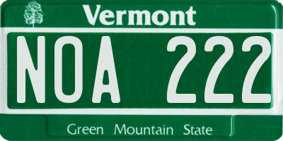 VT license plate NOA222