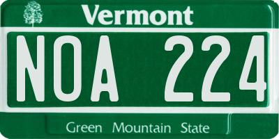 VT license plate NOA224