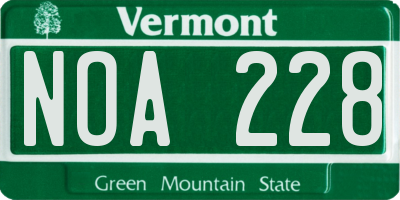 VT license plate NOA228