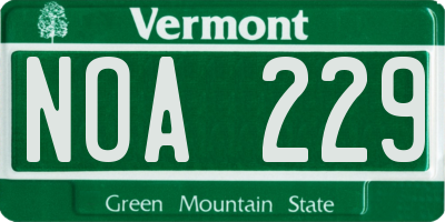 VT license plate NOA229