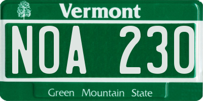 VT license plate NOA230