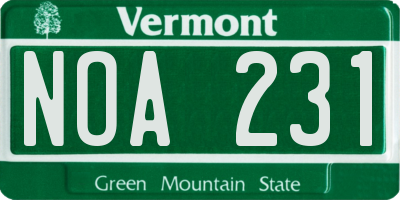 VT license plate NOA231