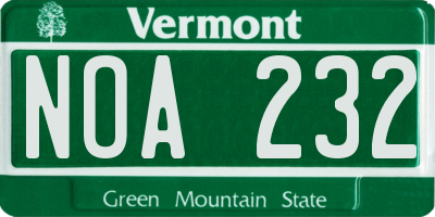 VT license plate NOA232