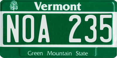 VT license plate NOA235