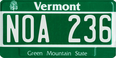 VT license plate NOA236