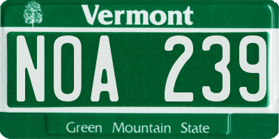 VT license plate NOA239