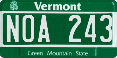 VT license plate NOA243