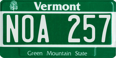 VT license plate NOA257