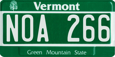 VT license plate NOA266