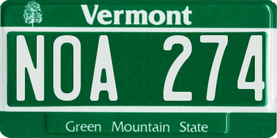 VT license plate NOA274