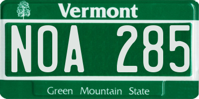VT license plate NOA285