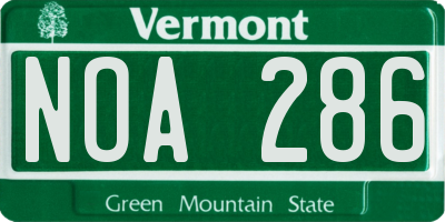 VT license plate NOA286