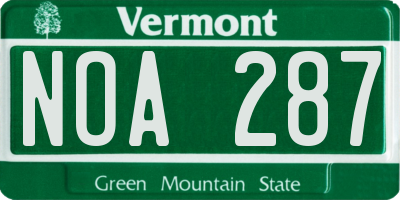 VT license plate NOA287