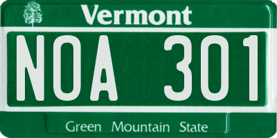 VT license plate NOA301
