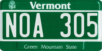VT license plate NOA305