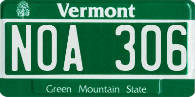 VT license plate NOA306
