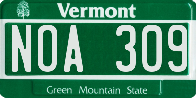 VT license plate NOA309