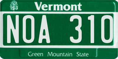 VT license plate NOA310