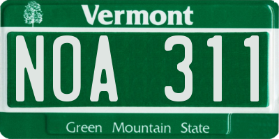 VT license plate NOA311