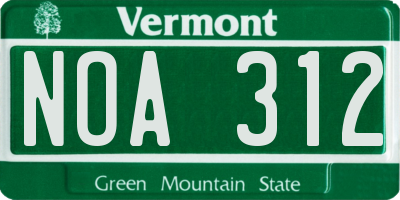 VT license plate NOA312