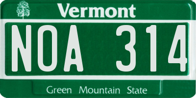 VT license plate NOA314