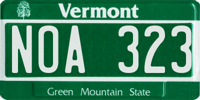 VT license plate NOA323