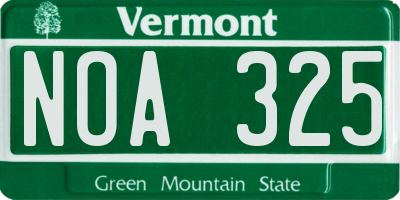 VT license plate NOA325