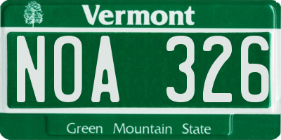 VT license plate NOA326