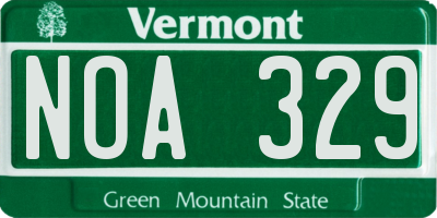 VT license plate NOA329