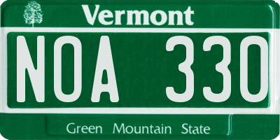 VT license plate NOA330