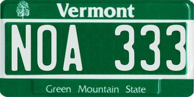 VT license plate NOA333
