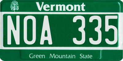 VT license plate NOA335