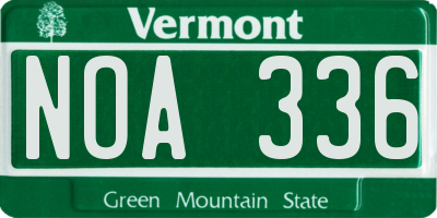 VT license plate NOA336