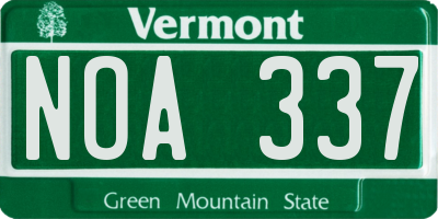 VT license plate NOA337