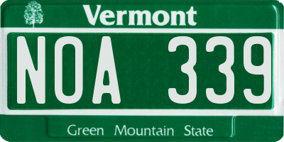 VT license plate NOA339