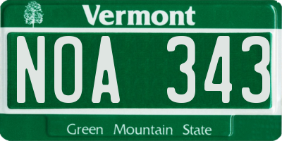 VT license plate NOA343