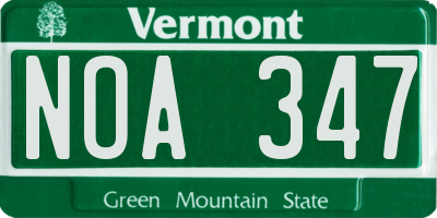 VT license plate NOA347
