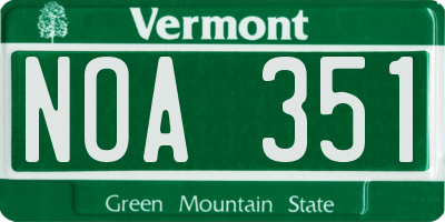 VT license plate NOA351