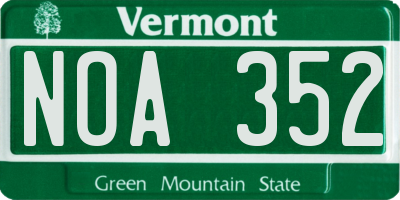 VT license plate NOA352